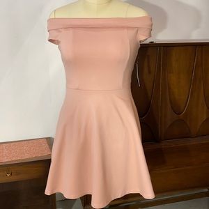 NWT Lulu’s Off Shoulder Cotten Pink Mini Dress